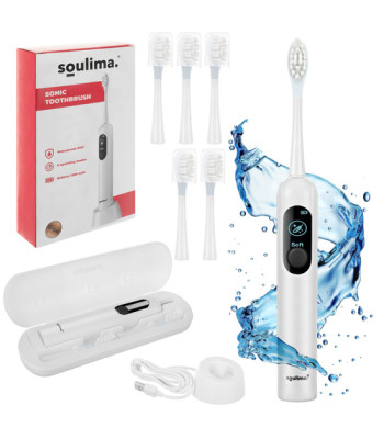 balta soninė dantų šepetėlė soulima x800 su 6 antgaliais