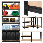 Metalinis sandėliavimo stelažas Bigstren 220x100x45 cm, juodas, 5 lentynos, 1000 kg