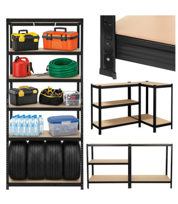 Metalinis sandėliavimo stelažas Bigstren 220x100x45 cm, juodas, 5 lentynos, 1000 kg