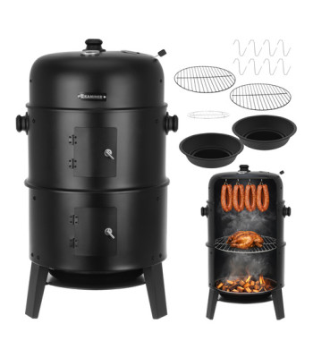 Sodo anglinis grilis su dangčiu ir rūkykla Kaminer 3 viename 80 x 48 x 42 cm