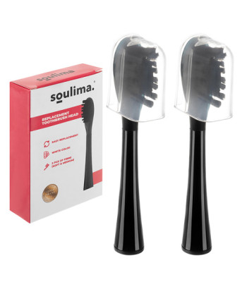 Soulima X800 soninio dantų šepetėlio galvutės, juodos, 2 vnt.