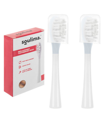 soulima x800 soninio dantų šepetėlio galvutės, baltos, 2 vnt.