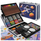 Dailės priemonių rinkinys vaikams lagamine astronautas Maaleo, 145 elementai, 34,5 x 23,5 x 8,5 cm
