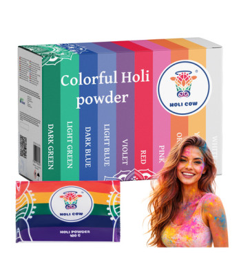 Spalvoti Holi milteliai žaidimams, Holi Cow 27334, 10 × 100 g