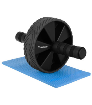 Pilvo preso treniruočių ratukas su EVA kelių kilimėliu, juodas, TRIZAND ABS Roller Wheel, 28 cm