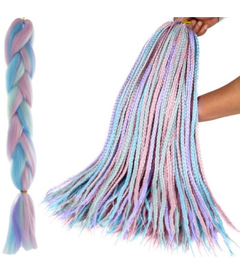 Sintetiniai ombre plaukai, mėlynos ir violetinės spalvos, ~60 cm, Soulima 21366
