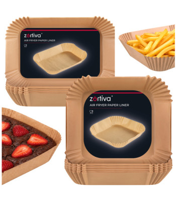 Popieriniai įdėklai karšto oro gruzdintuvei Zortiva, Dual Basket, 150 vnt., 20 x 20 cm ir 19,5 x 13 cm