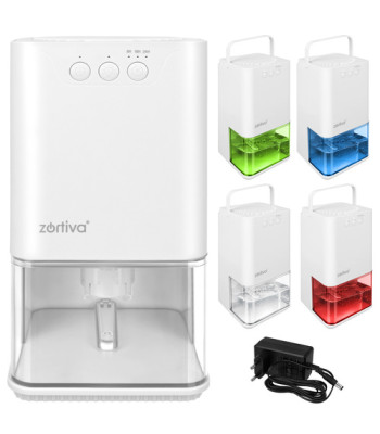 Oro sausintuvas, drėgmės surinkėjas, tylus, su laikmačiu ir LED apšvietimu – Zortiva Brezia, 1400 ml, 380 ml/24 h