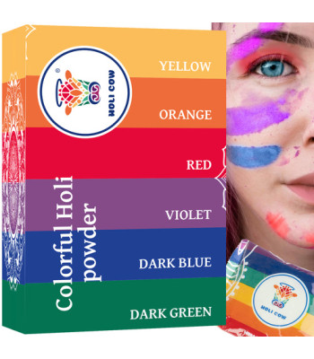 Spalvotų holi miltelių rinkinys 6 × 100 g