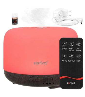 Aromaterapinis ultragarsinis oro drėkintuvas ir kvapų difuzorius su LED apšvietimu bei nuotolinio valdymo pulteliu Zortiva 13,2 x 10 cm