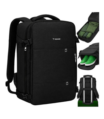 Turistinė kuprinė Trizand su USB, juoda, 40 × 20 × 25 cm