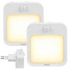Naktinės LED lemputės su judesio ir prieblandos jutikliais, 2 vnt., Izoxis, 80 x 70 x 39 mm