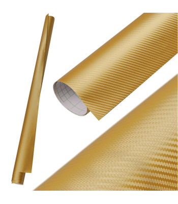 Folia Rolka Carbon 3D Auksinė 1,27x28m