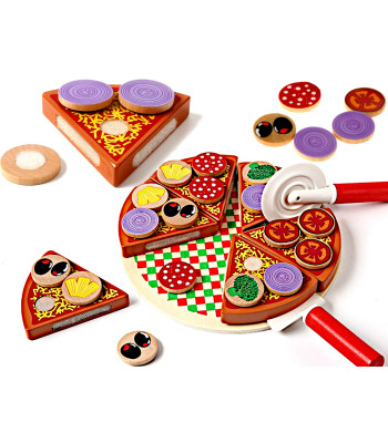 Medinis žaidimų rinkinys "Pizza" su priedais