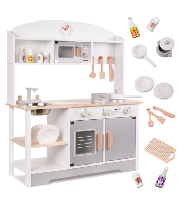 Vaikiška medinė virtuvė MDF MODERN CLASSIC+ priedai