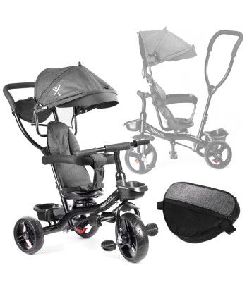 Lengvas vaikiškas triratukas - stumdukas, TRIKE FIX LITE, pilkas