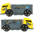 Transporterio sunkvežimis TIR 2in1 stovėjimo priekaba + 2 automobiliai geltonos spalvos