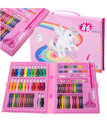 Plastikinis dažymo rinkinys lagamine 86 vnt