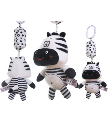Sensoryinė zebra su barškučiu ir pakaba
