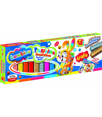 Plastilinas kvadratinis BAMBINO, 18 spalvų