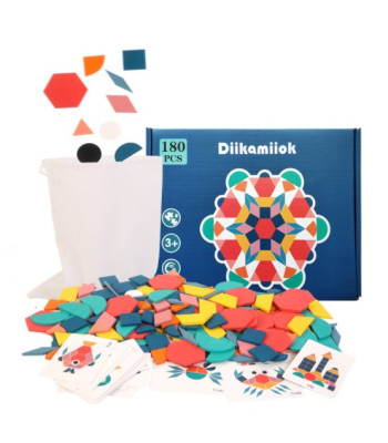 Medinės Montessori dėlionės rinkinys su 180 elementų