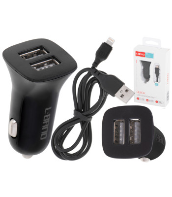 Automobilinė įkroviklis dual USB su Lightning jungtimi