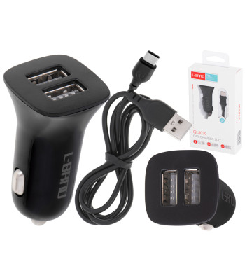 Automobilinis kroviklis su dviem USB ir Type-C jungtimis