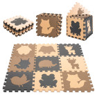Putų dėlionės kilimėlis vaikams 9el. smėlio-rudo-juodos-juodos spalvos 85cm x 85cm x 1cm