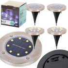 Saulės šviesos antžeminės lempos 8 LED, 4 vnt., šiltai balta