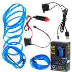 LED apšvietimo juosta automobiliui su USB jungtimi, 12V, 3 metrų ilgio, mėlyna