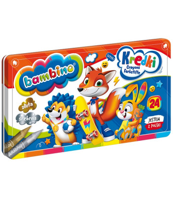 Kredki Bambino Metalinėje Dėžutėje, 24 Spalvos