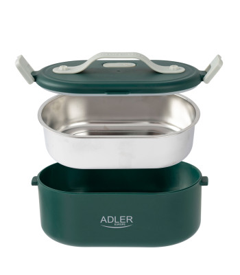 "Adler" AD 4505 žalias maisto konteineris šildomas pietų dėžutės rinkinys konteineris atskiriamasis šaukštas 0,8L 55W
