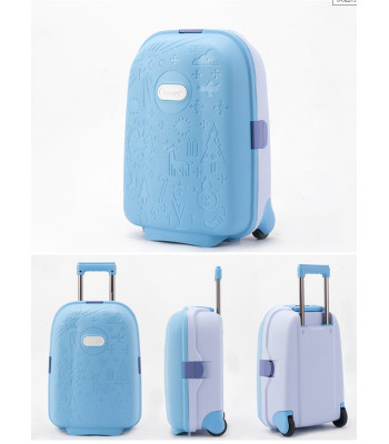Vaikiškas kelioninis lagaminas ant ratukų, rankinis bagažas, mėlynos spalvos