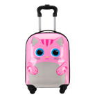 Vaikiškas kelioninis lagaminas ant ratukų katė rožinės spalvos