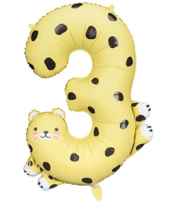 Folinis balionas skaičius 3 - leopardas, 68x98 cm