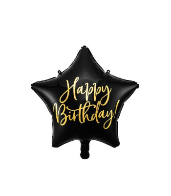 Foliinis gimtadienio balionas „Happy Birthday” 40 cm juodas