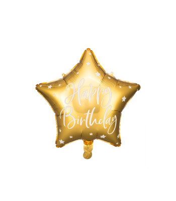 Auksinis folinis gimtadienio balionas „Happy Birthday” 40 cm