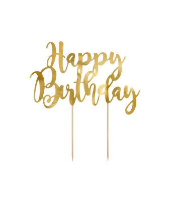 Topperis ant torto su aukso spalvos užrašu „Happy Birthday“, 22,5 cm