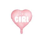 Folinis balionas širdis „It's a girl“ 45 cm šviesiai rožinės spalvos