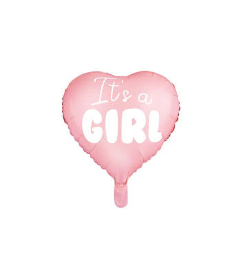 Folinis balionas širdis „It's a girl“ 45 cm šviesiai rožinės spalvos