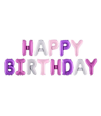 Foliinis balionas Happy Birthday, 340 cm x 35 cm, vaivorykštinis
