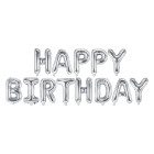 Folinis balionas Happy Birthday, 340cm x 35cm, sidabrinis