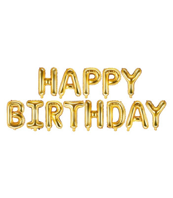 Folinis metalizuotas balionas 'Happy Birthday'