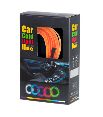 LED ambientinė apšvietimo juosta automobiliams, 5m, USB, 12V, oranžinė