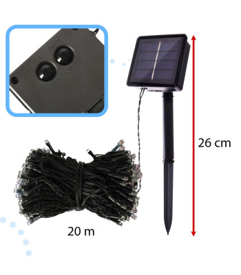 Saulės šviesos girlianda 20m 200 LED