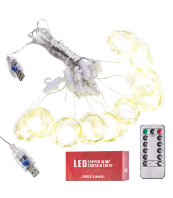 LED lemputės užuolaida 3x3m 300 LED šiltai balta
