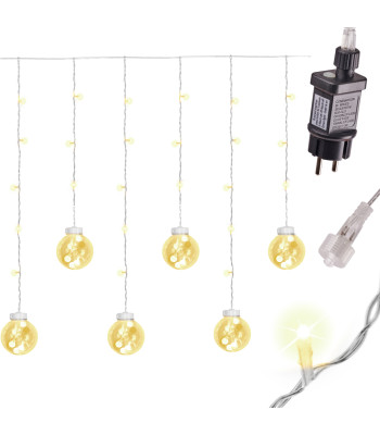 LED Lempučių Užuolaida Kabančios Sferos 3M 108LED Šiltai Balta