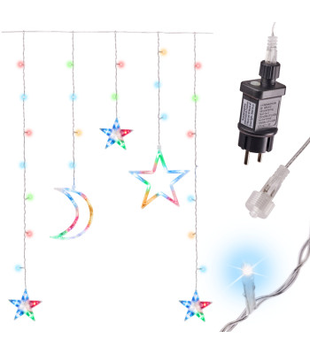LED girlianda su mėnuliais ir žvaigždėmis 2,5m 138LED