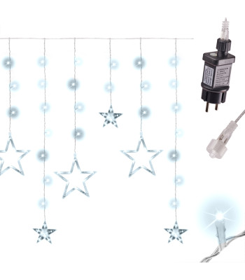 LED šviesos užuolaida žvaigždės 138 LED šaltai balta