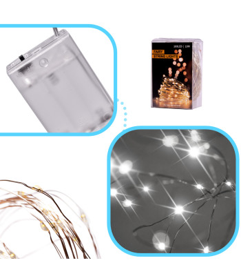 Dekoratyvinės LED lemputės 10m 100LED šaltai baltos